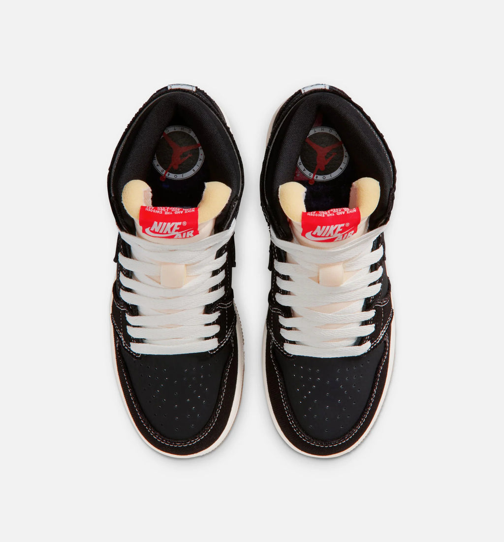 Air Jordan 1 Retro High OG Flight Club Grade School Lifestyle Shoe Black Sail Gum Medium Brown University Red