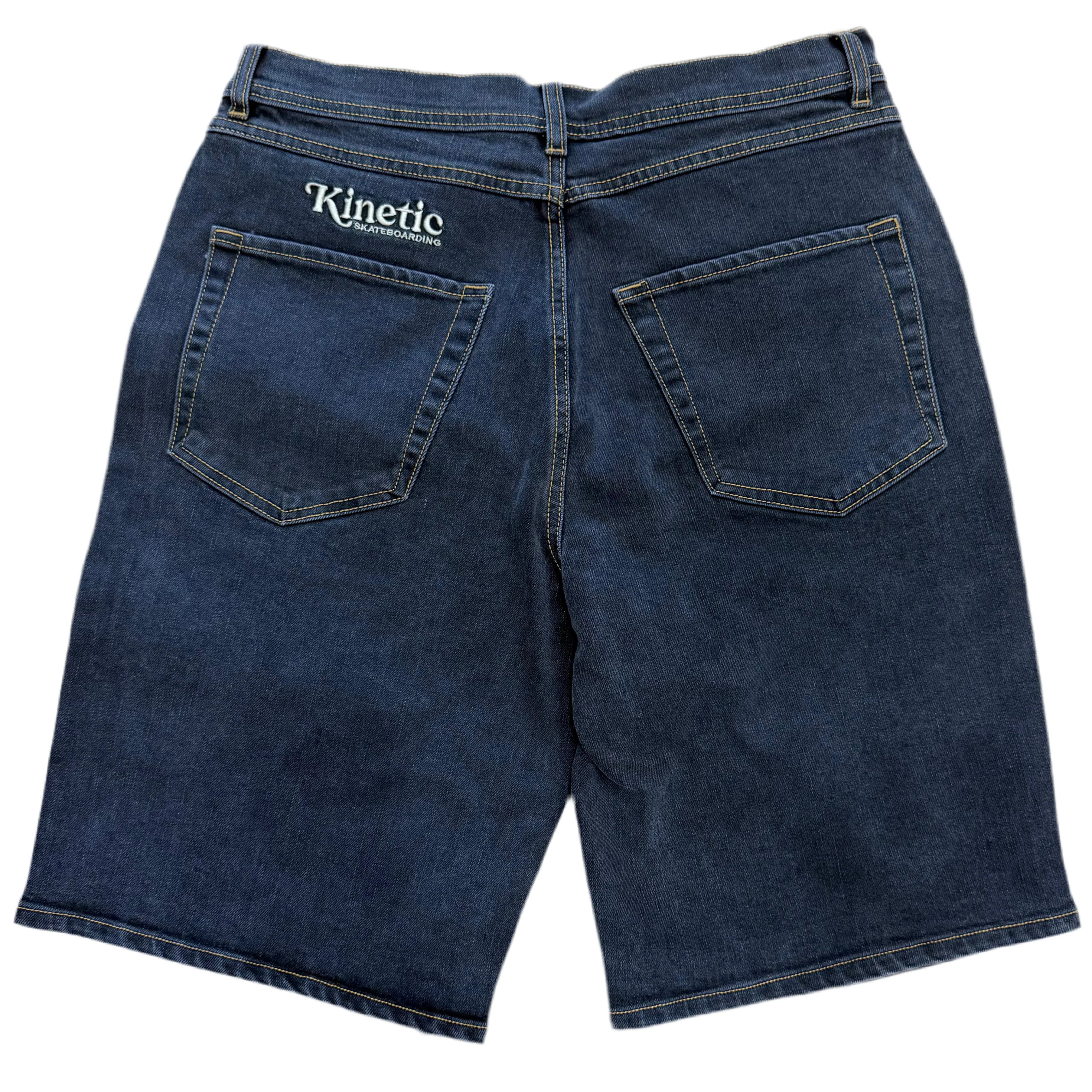 Kinetic Embroidered Baggy Denim Shorts Black