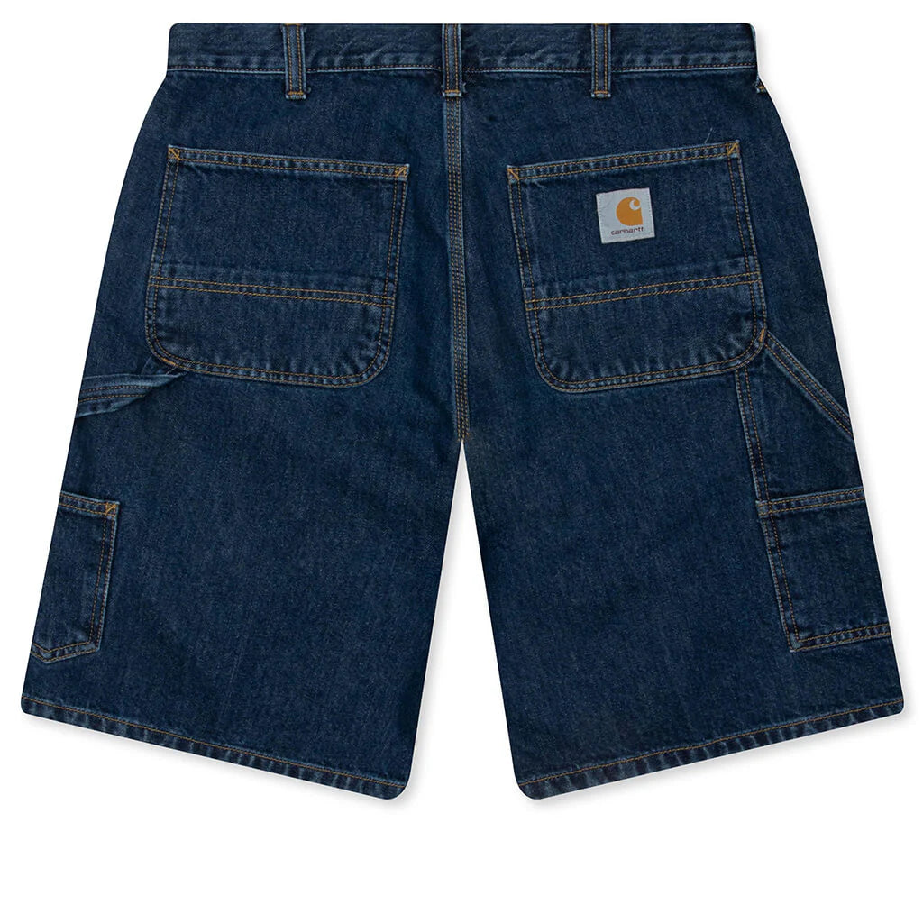 Double Knee Short Blue Stone Washed