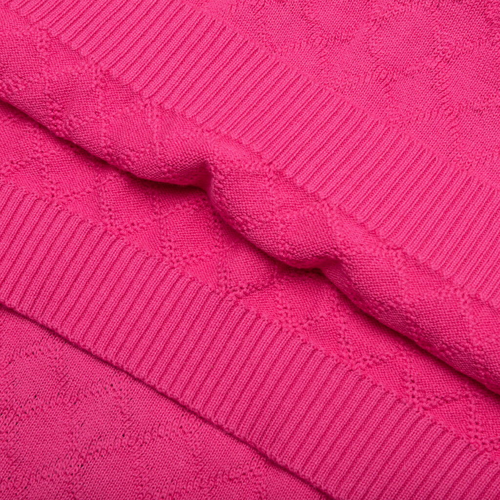 Hogan Pointelle Raglan Sleeve Sweater Polo Coral