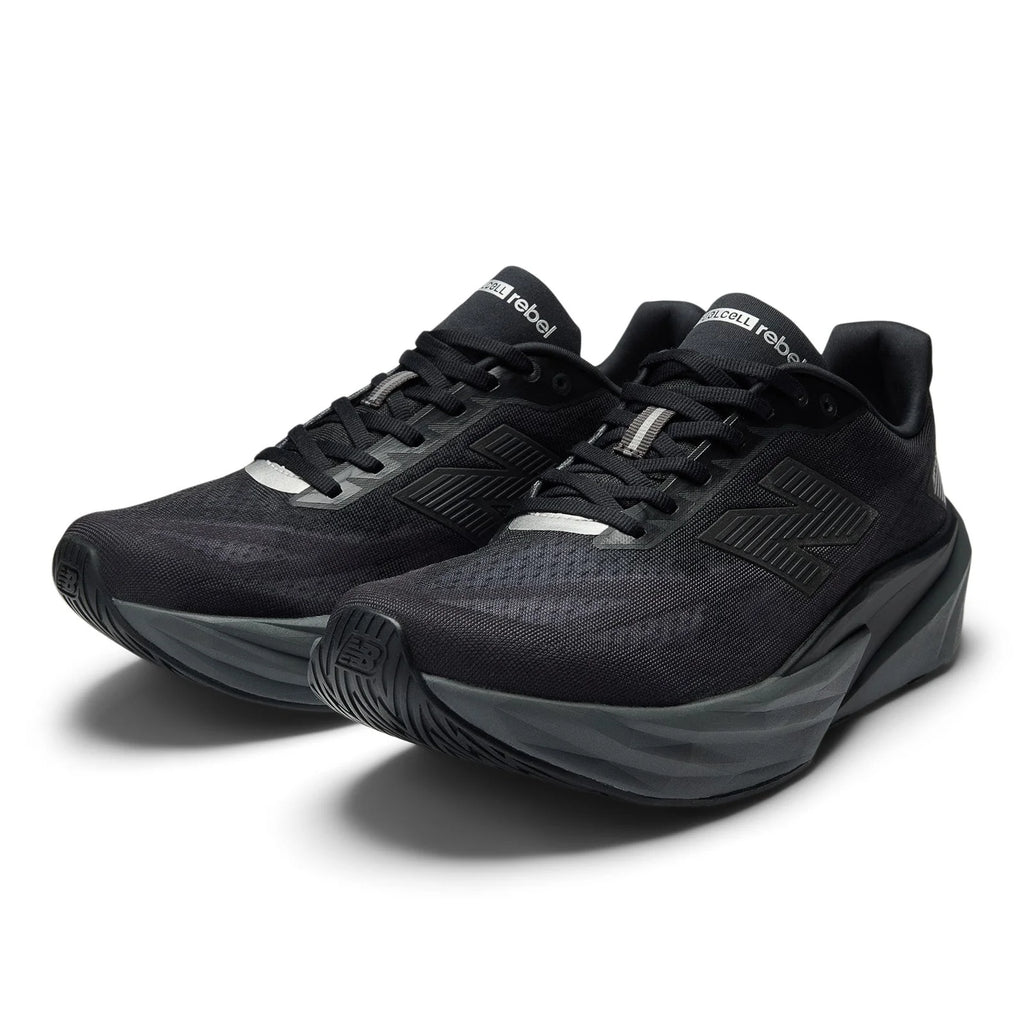 Men's FuelCell Rebel v5 in Black with Castlerock and Silver Metallic