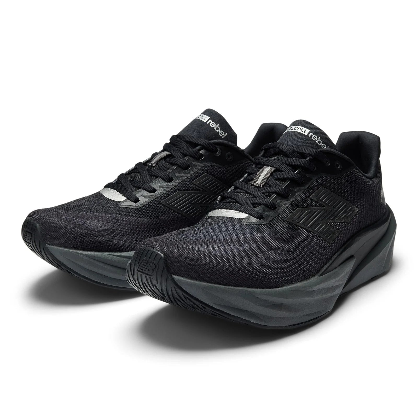 Men's FuelCell Rebel v5 in Black with Castlerock and Silver Metallic