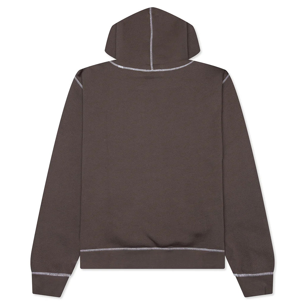 Wordmark Reverse Stitched Hoodie Brown