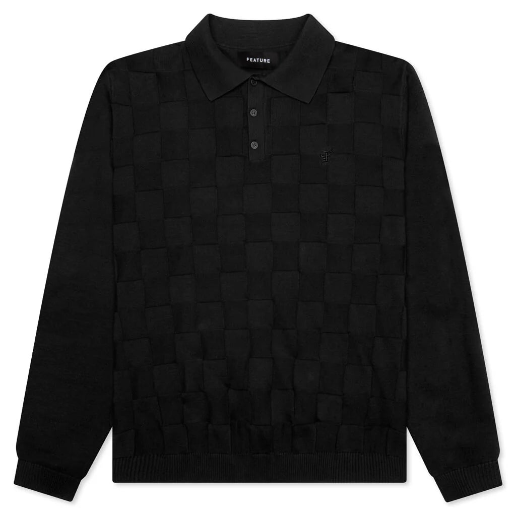 Palmer Checked L S Sweater Polo Tips Black