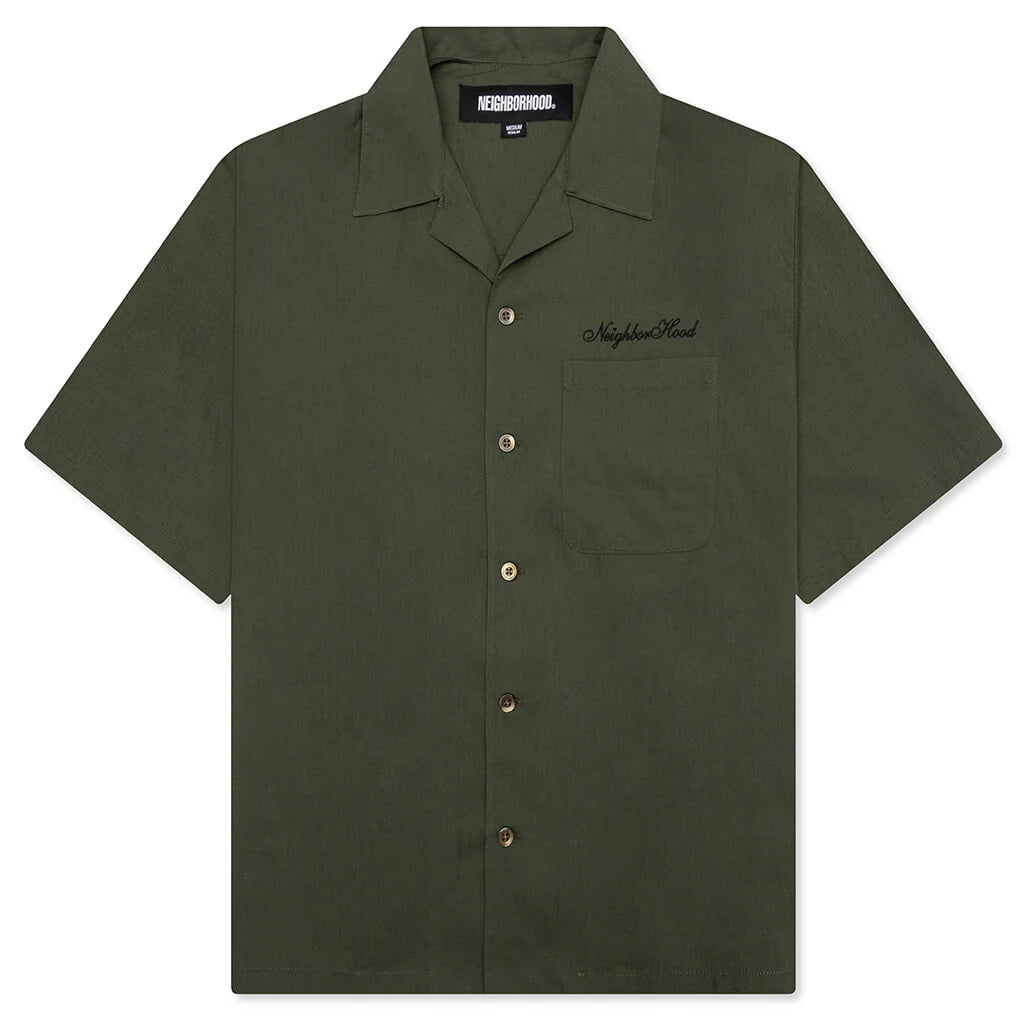 Solid Color Hawaiian S S Shirt Olive Drab