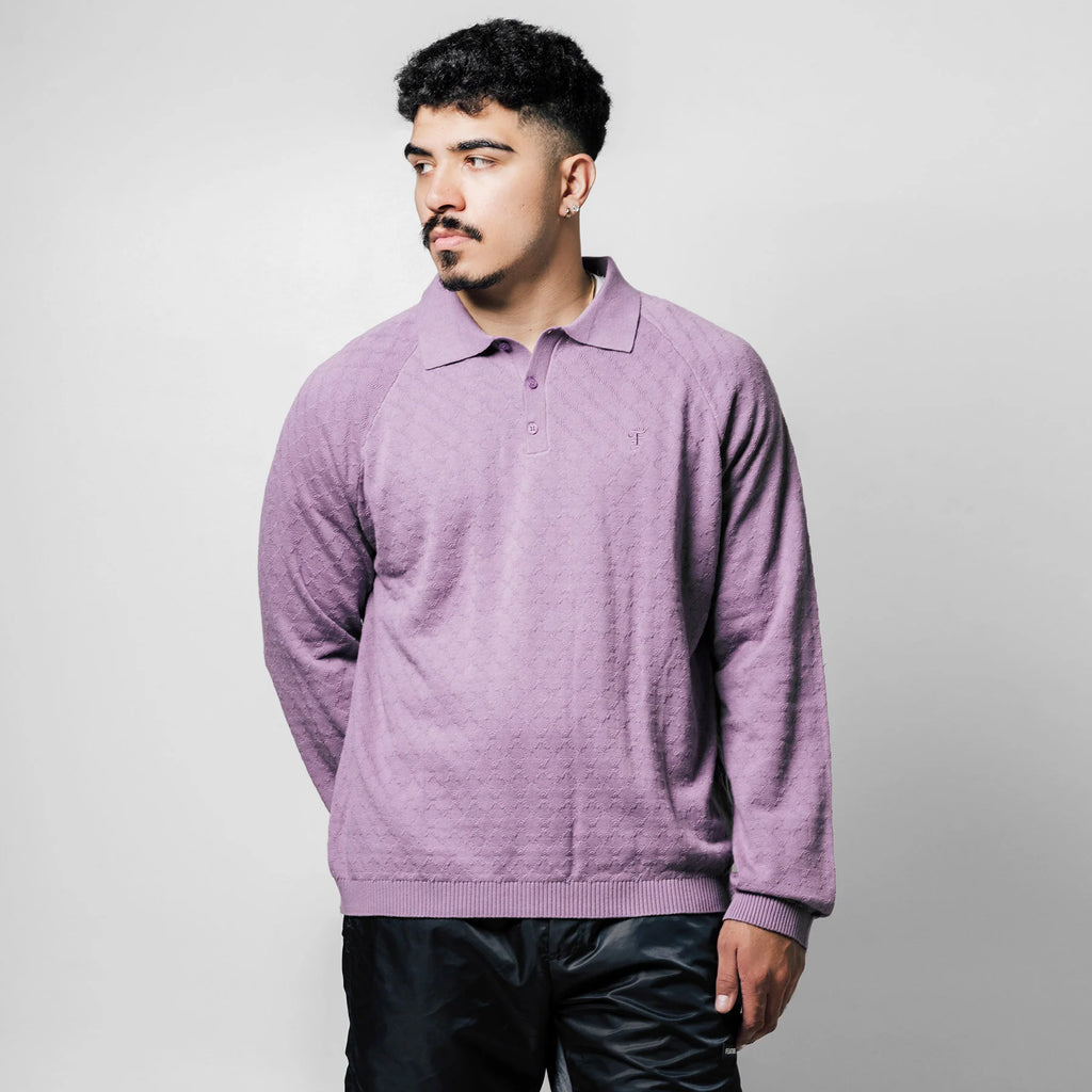 Hogan Pointelle Raglan Sleeve Sweater Polo Indeevar Blue