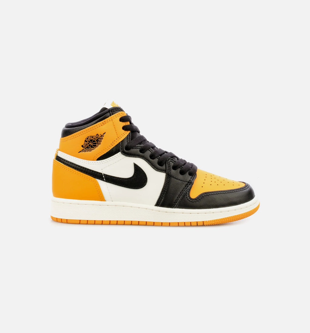Air Jordan 1 Retro High Taxi Grade School Lifestyle Shoe Black Yellow Free Shipping
