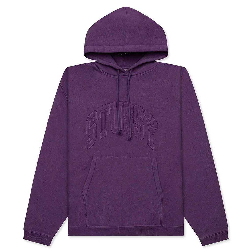 Embroidered Relaxed Hoodie Purple