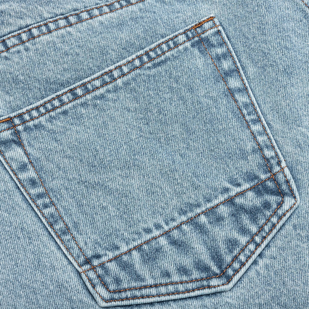 Berry Wide Denim Short Washed Medium Blue