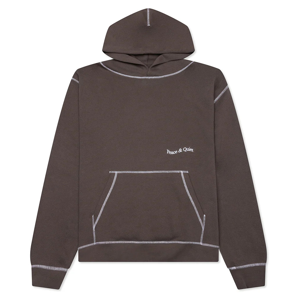 Wordmark Reverse Stitched Hoodie Brown