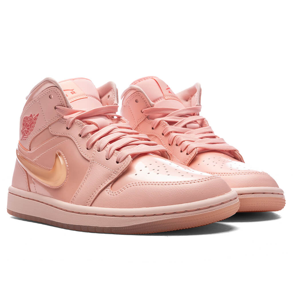 Womens Air Jordan 1 Mid Patent Valentines Day Washed Coral Pink Salt