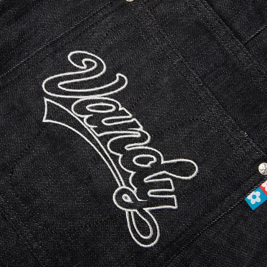 Script Logo Boxer Denim Shorts Dark Blue