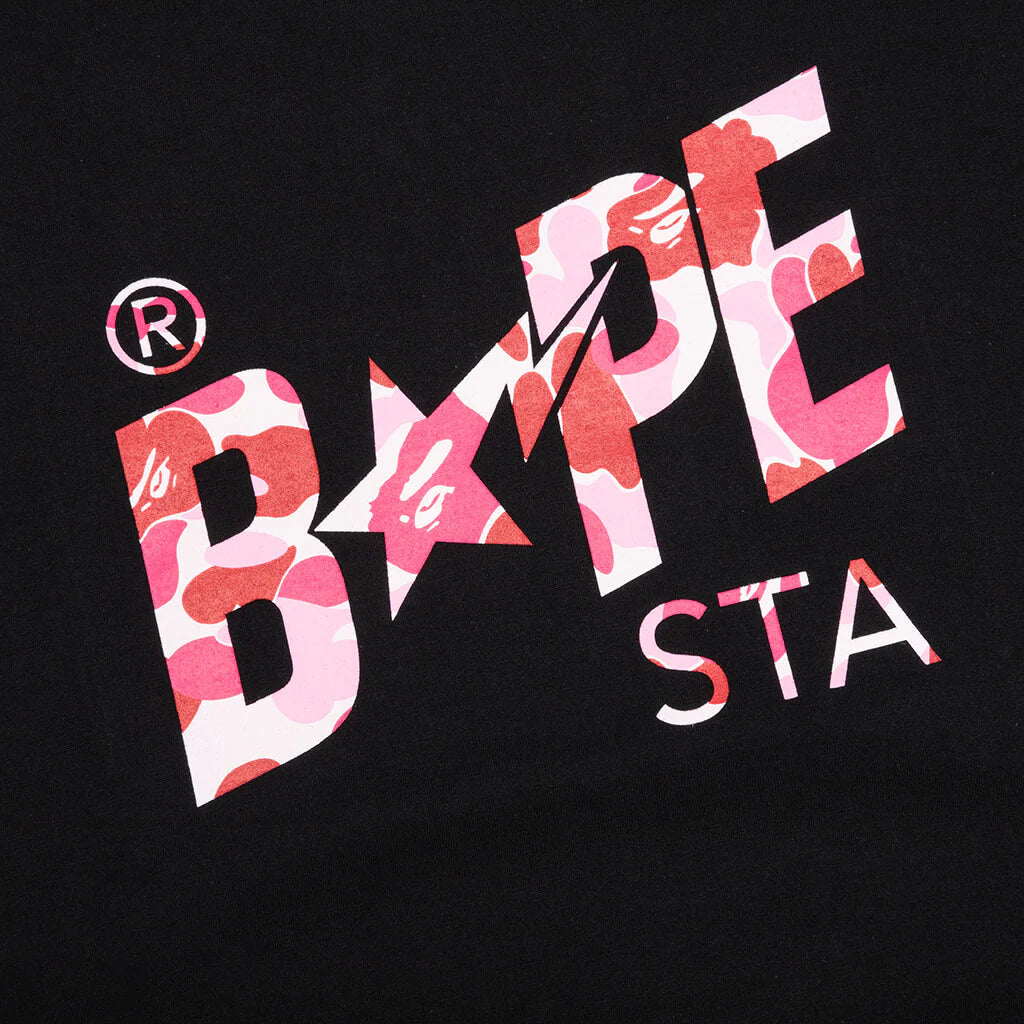 Abc Camo Bape Sta Logo L S Tee Black Pink