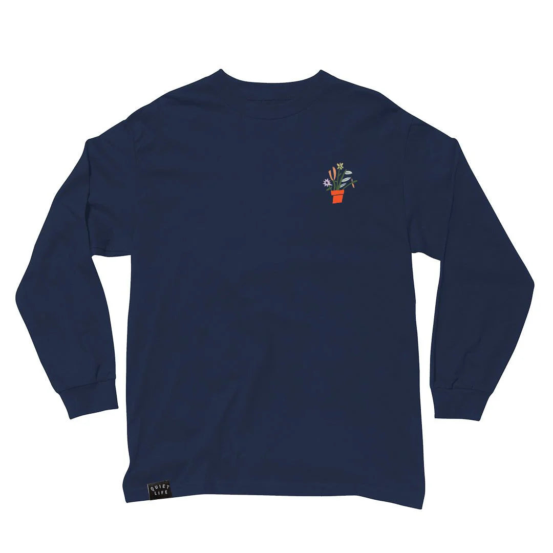 The Quiet Life Plants Embroidery Long Sleeve T Navy