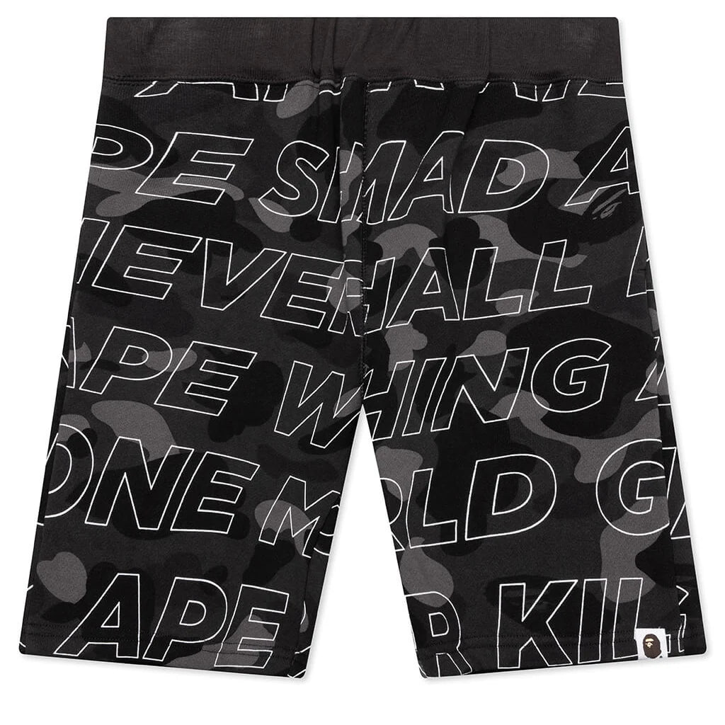Kids Text Color Camo Shorts Black