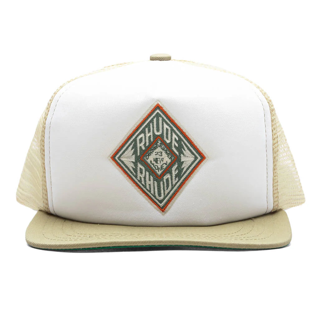 Diamond Trucker Hat Tan White
