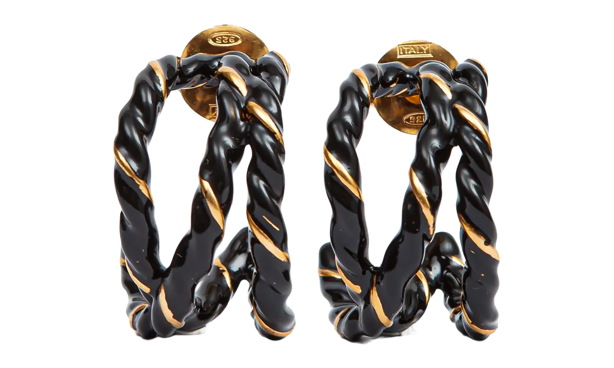 GOLD PLATED TWISTED EARRINGS "Black / Gold" SM1VG0051P6477967