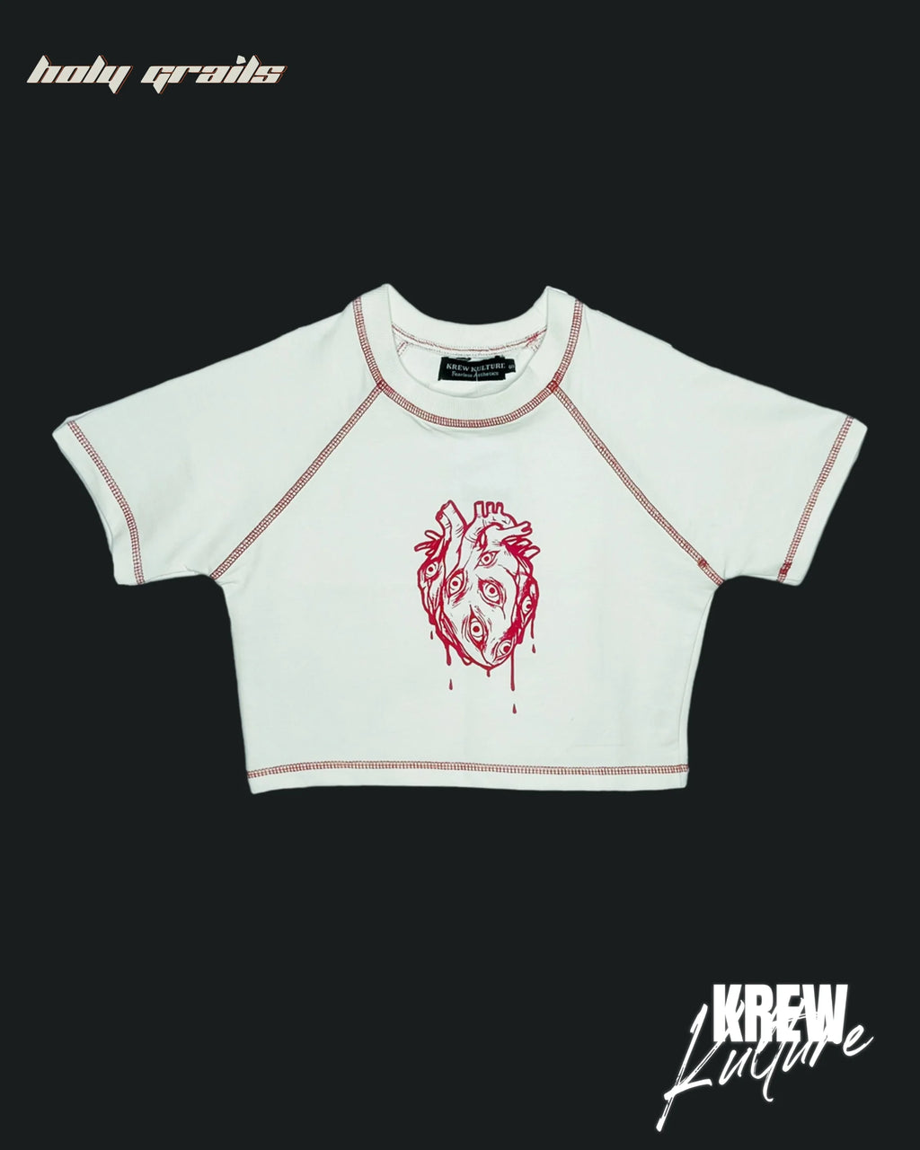 Red Heart White Crop Top HG x Krewe Kulturr