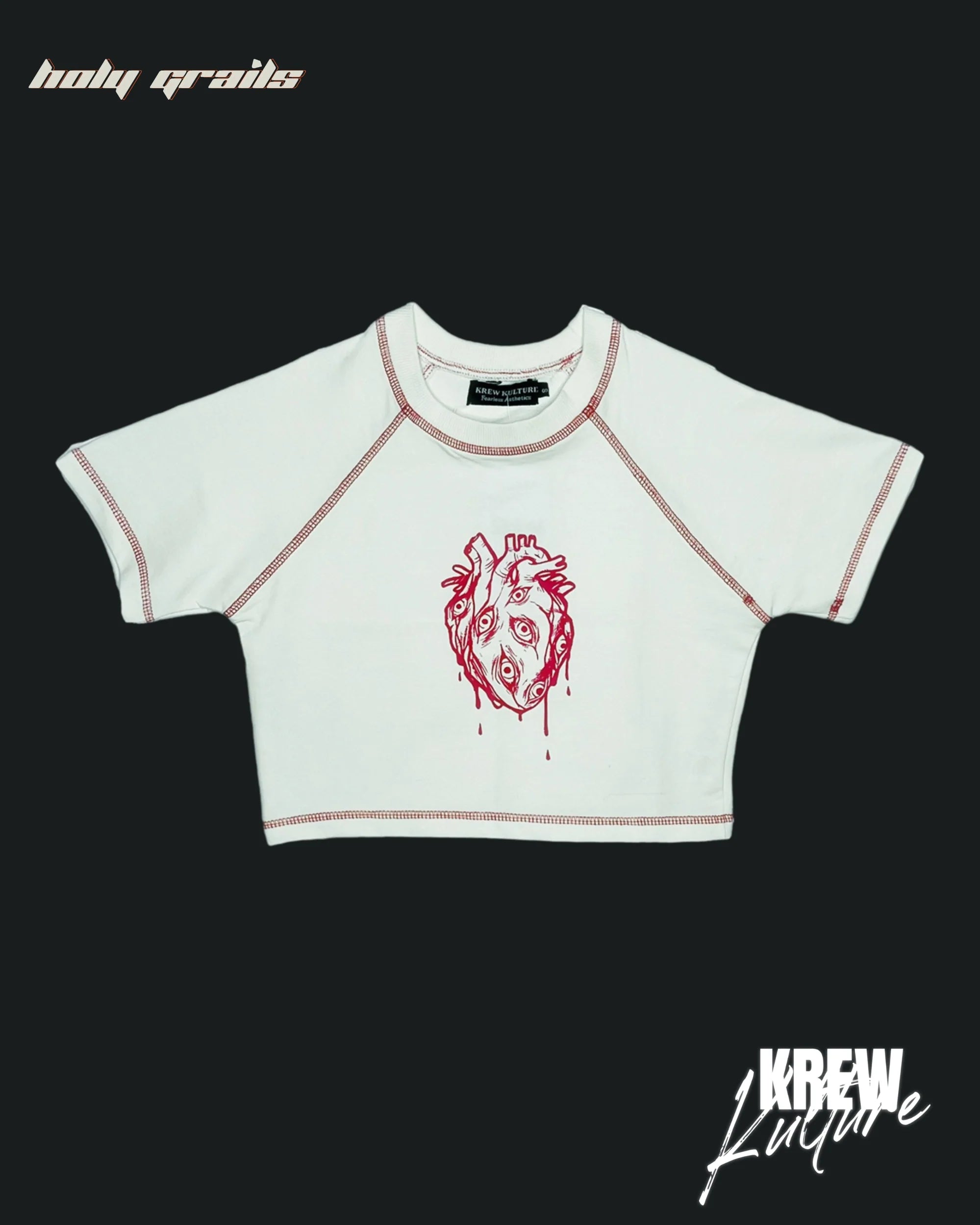 Red Heart White Crop Top HG x Krewe Kulturr