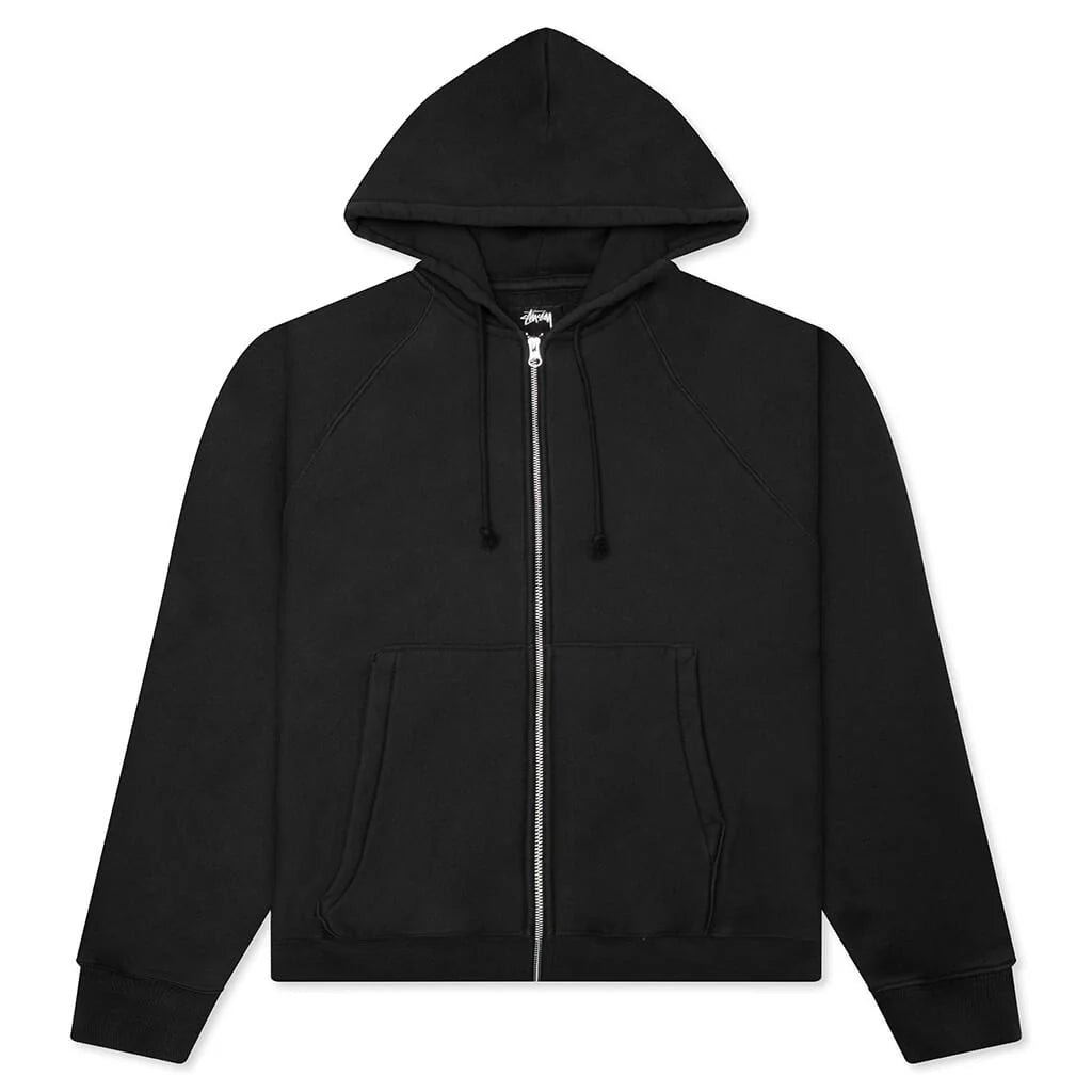 Raglan Zip Hoodie Washed Black