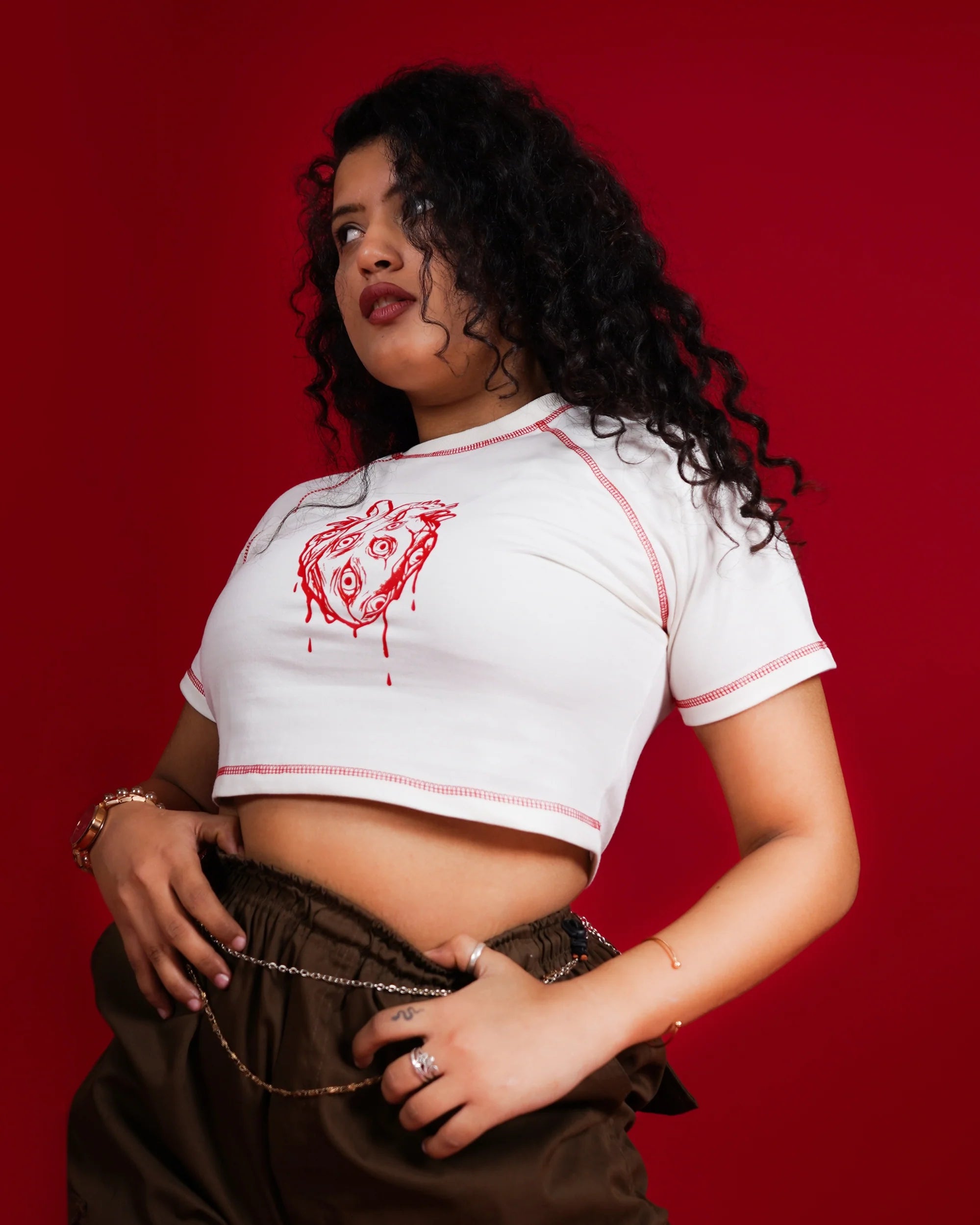 Red Heart White Crop Top HG x Krewe Kulturr