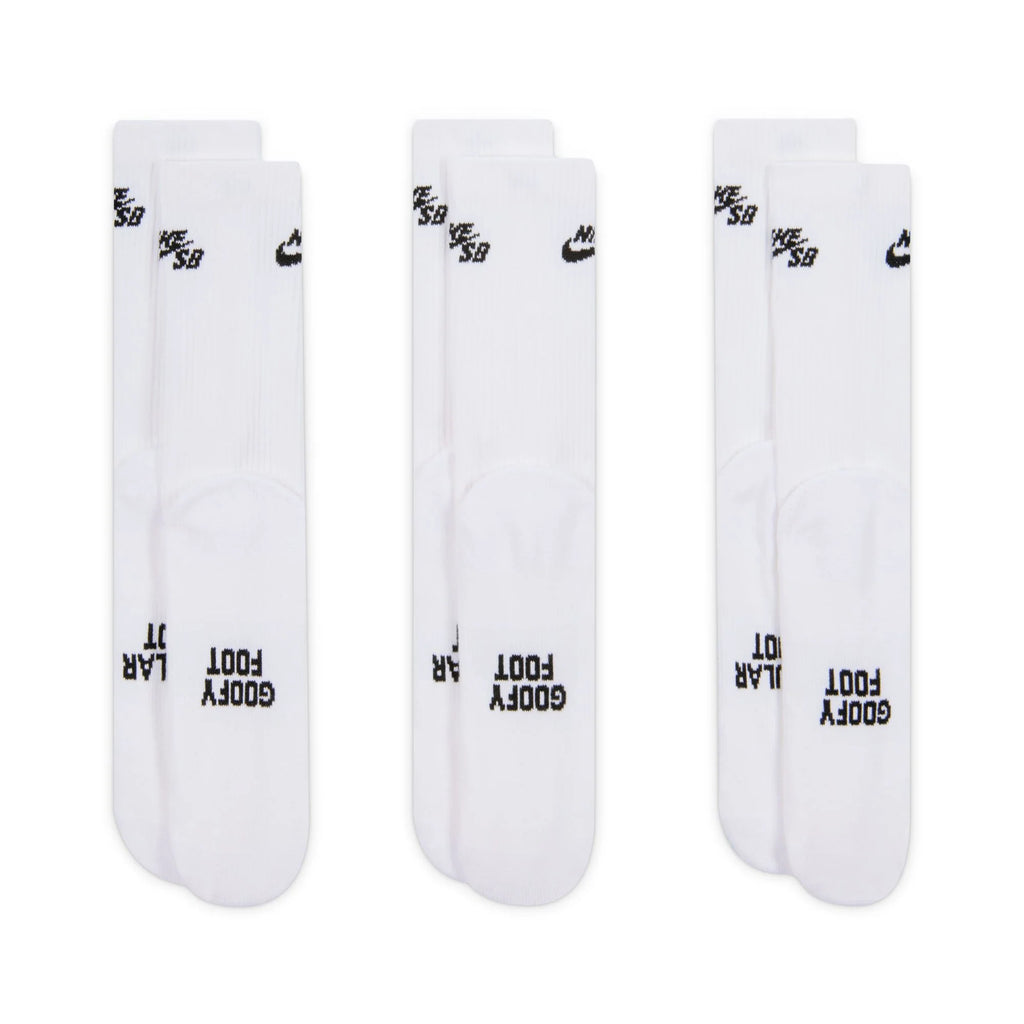 Nike SB Everyday Elevated White Skate Socks 3 Pairs