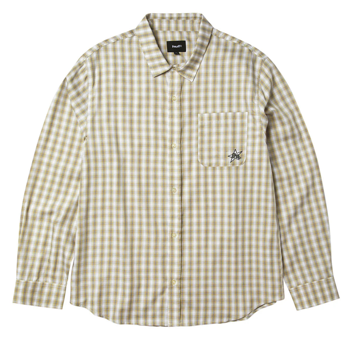 Huf H Star Button Up Long Sleeve Shirt Putty