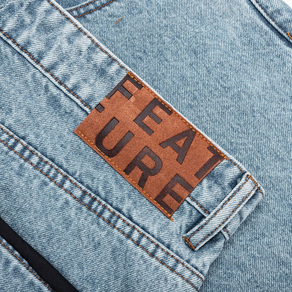 Berry Wide Denim Short Washed Medium Blue