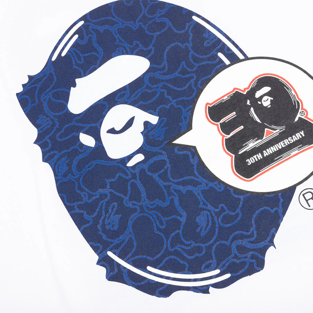 Bape 30th Anniversary Ape Head Tee White Navy