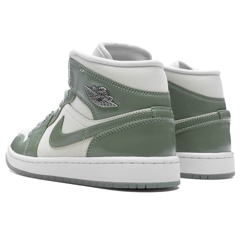 Womens Air Jordan 1 Mid SE Sea Glass Oil Green Metallic Silver