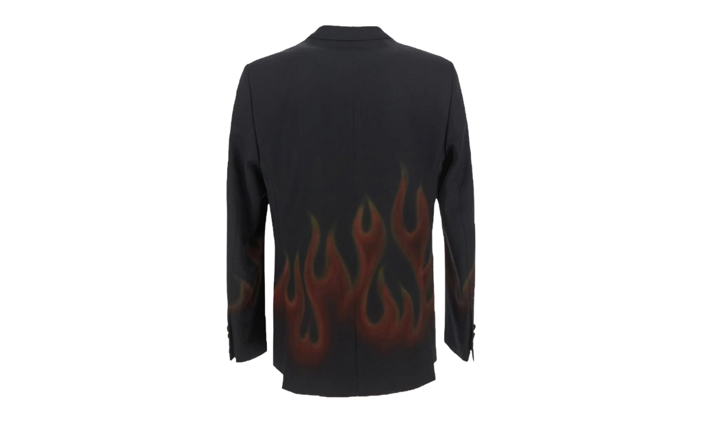 Burning Double-Breasted Blazer "Black and Red" PMEN023F22FAB0021025