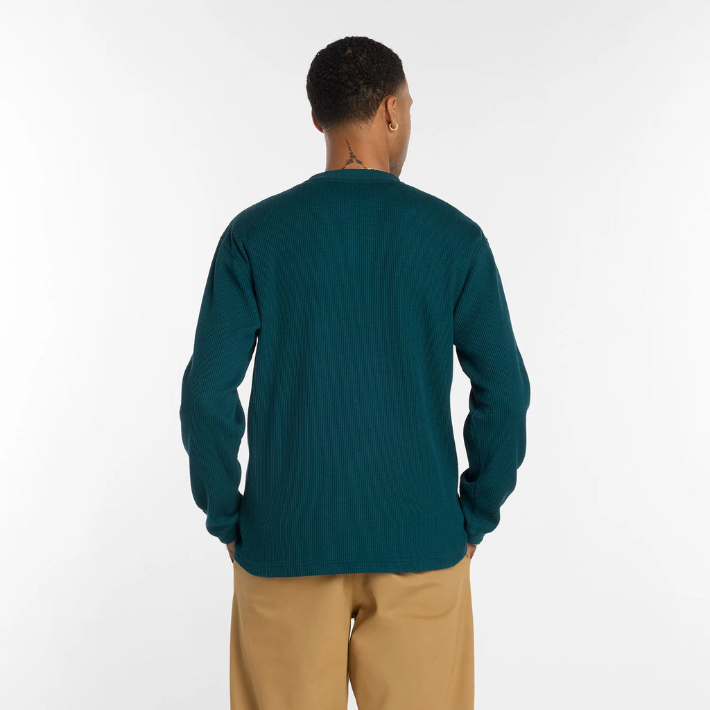 New Balance Numeric Waffle Knit Long Sleeve Henley Spruce