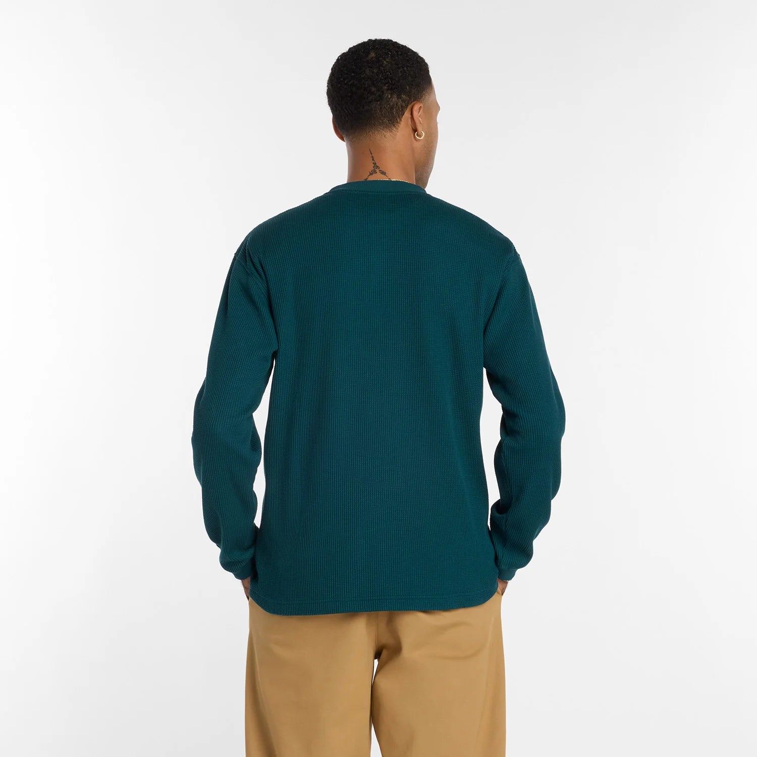 New Balance Numeric Waffle Knit Long Sleeve Henley Spruce