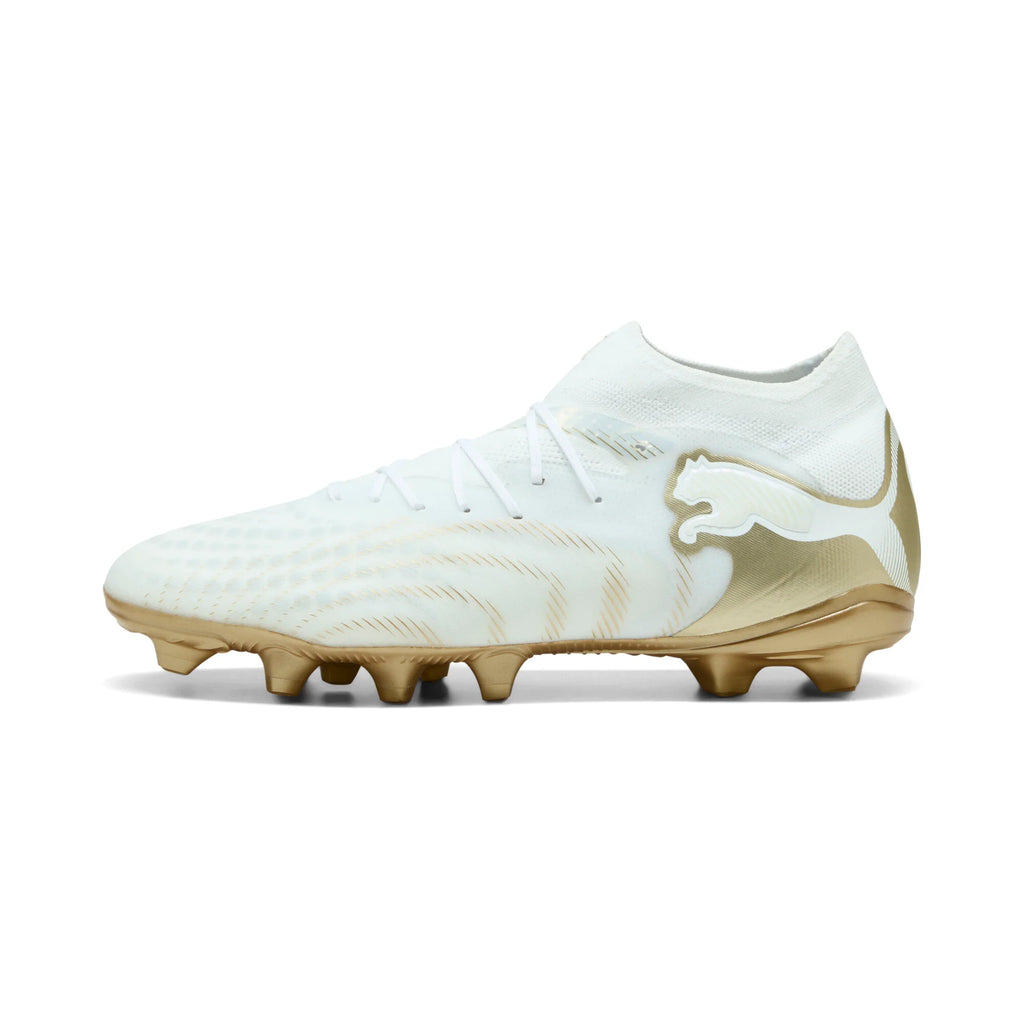 PUMA Future 9 Pro FG AG Firm Multi Ground Mens Soccer Cleats White Gold Black