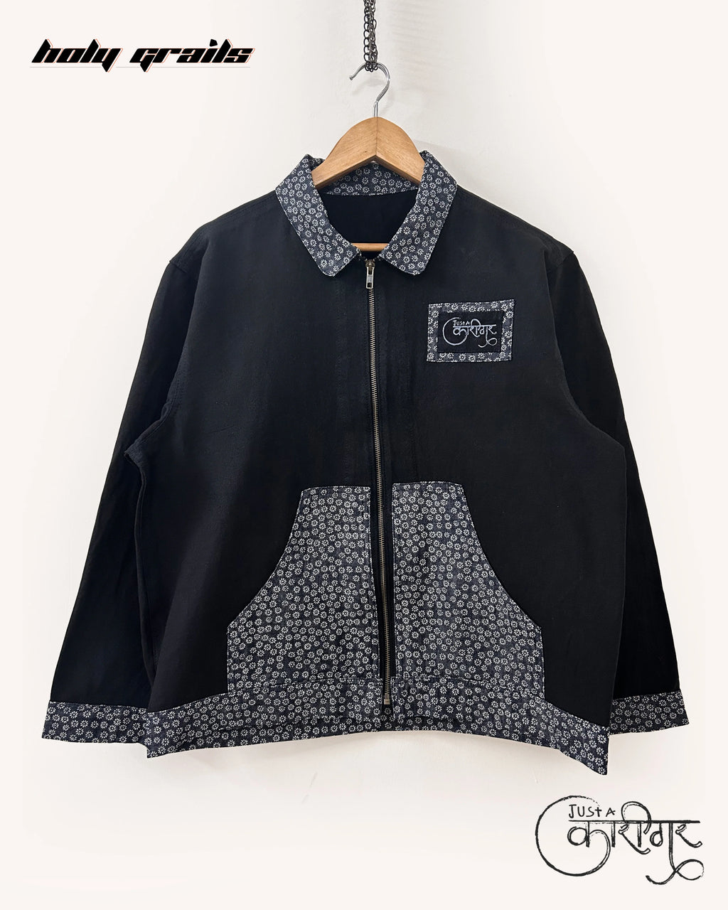 Midnight Dreams Black Denim Jacket HG x Just A Karigar