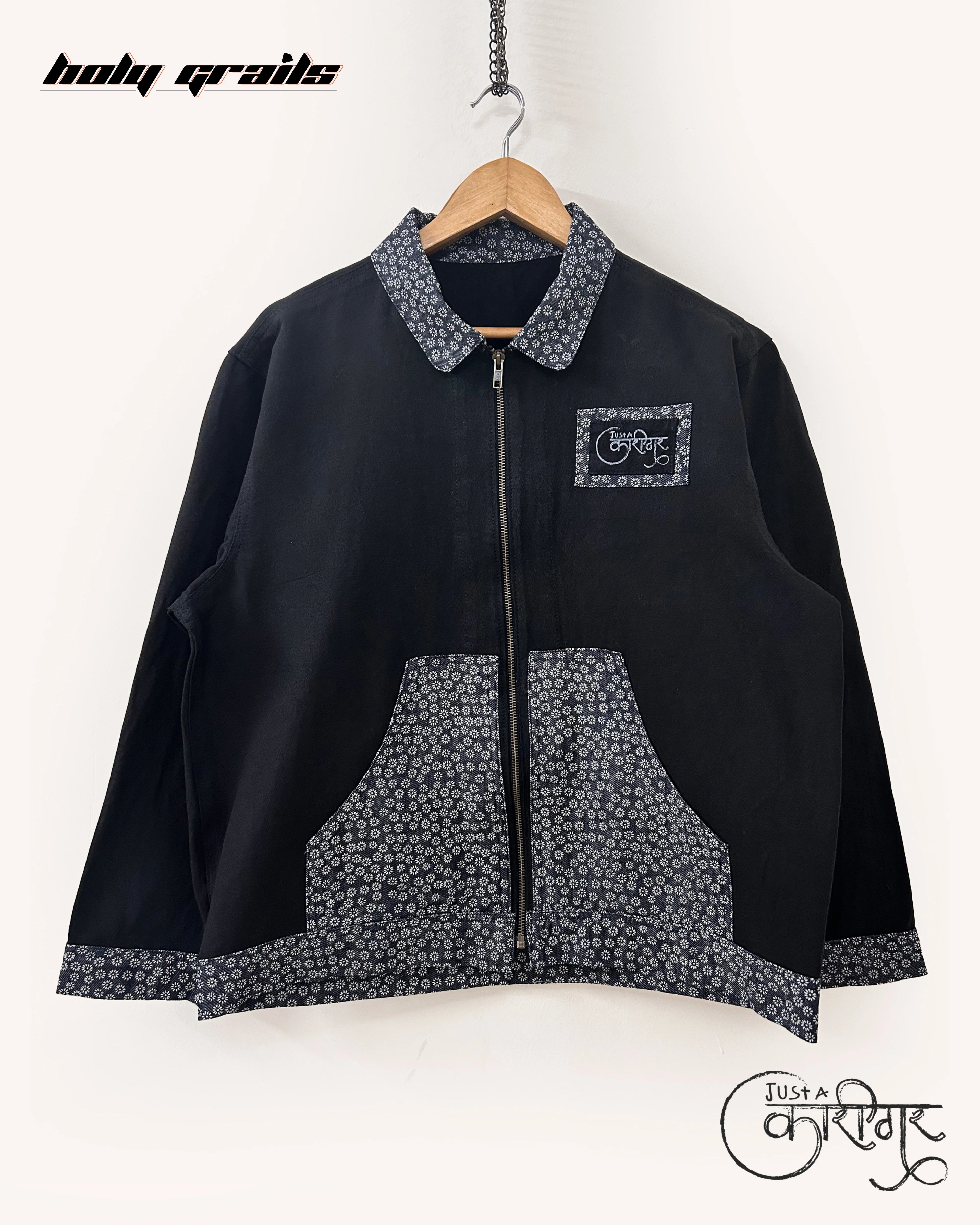 Midnight Dreams Black Denim Jacket HG x Just A Karigar