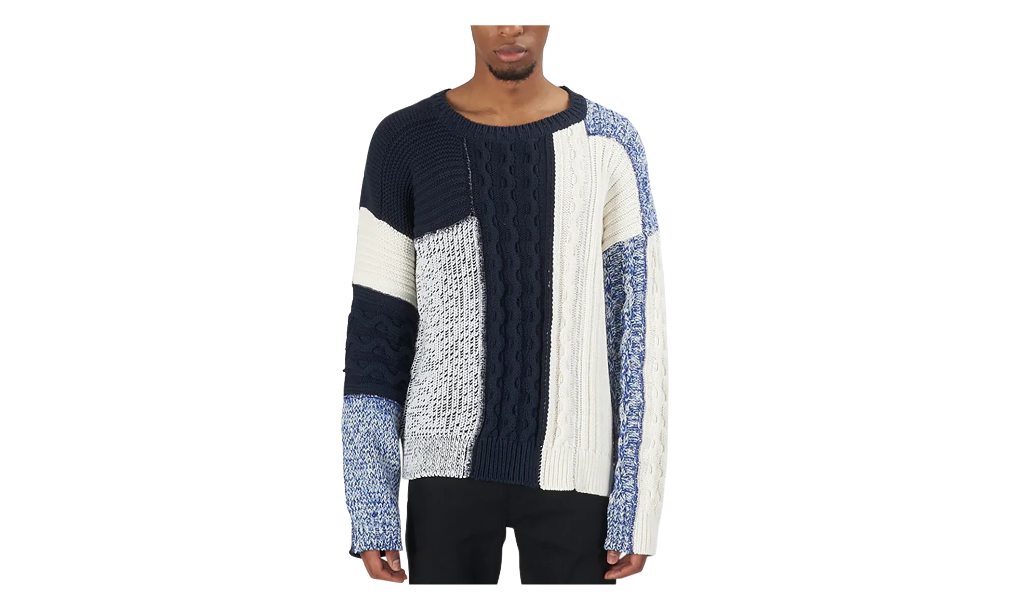 Knit Patchwork Sweater "Mixed Blues" BALMAINMS7 11
