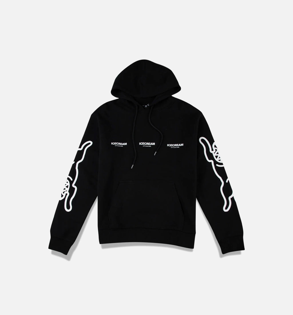 White Mens Hoodie Black