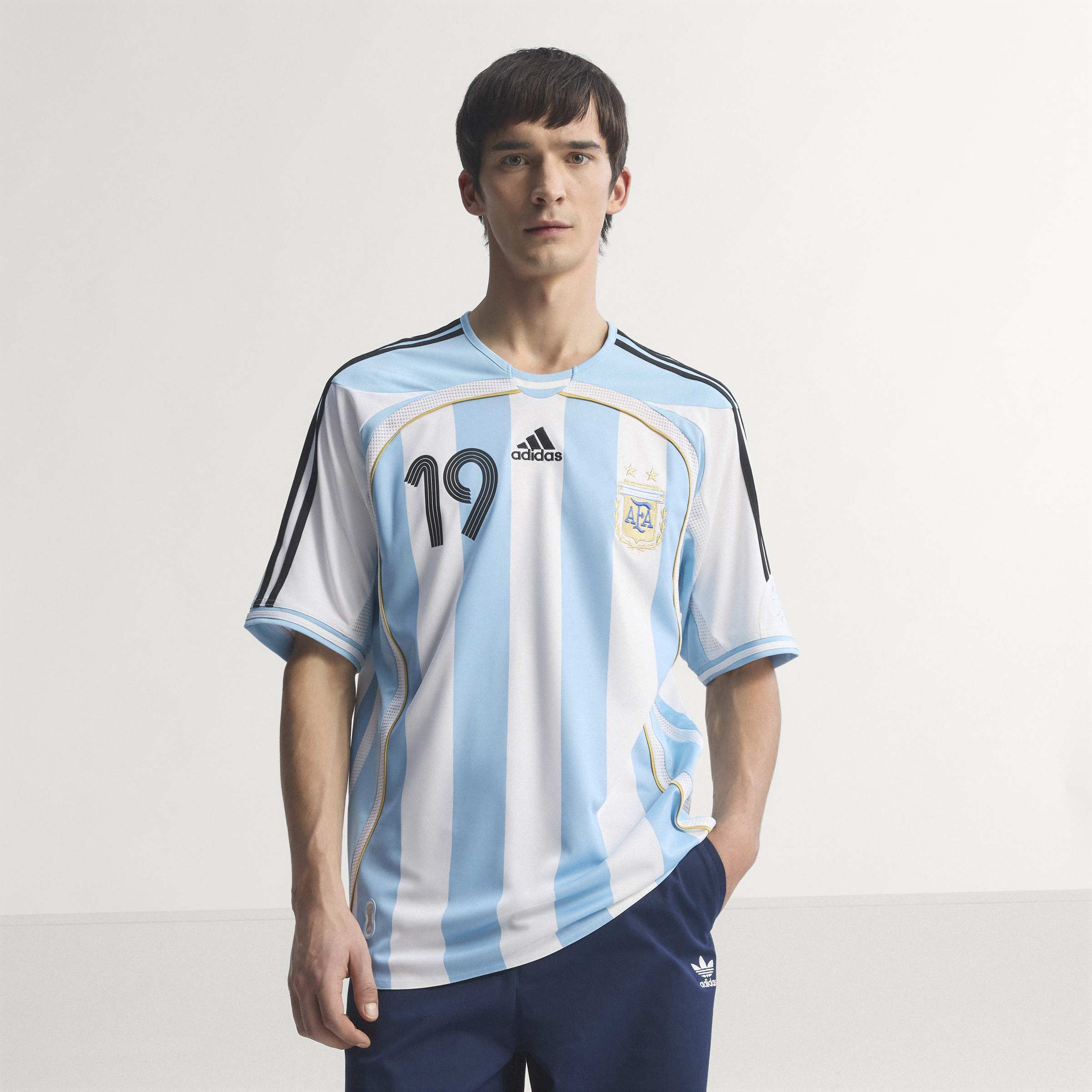 adidas Argentina Home Messi Mens Soccer Jersey 2006 White Sky Blue