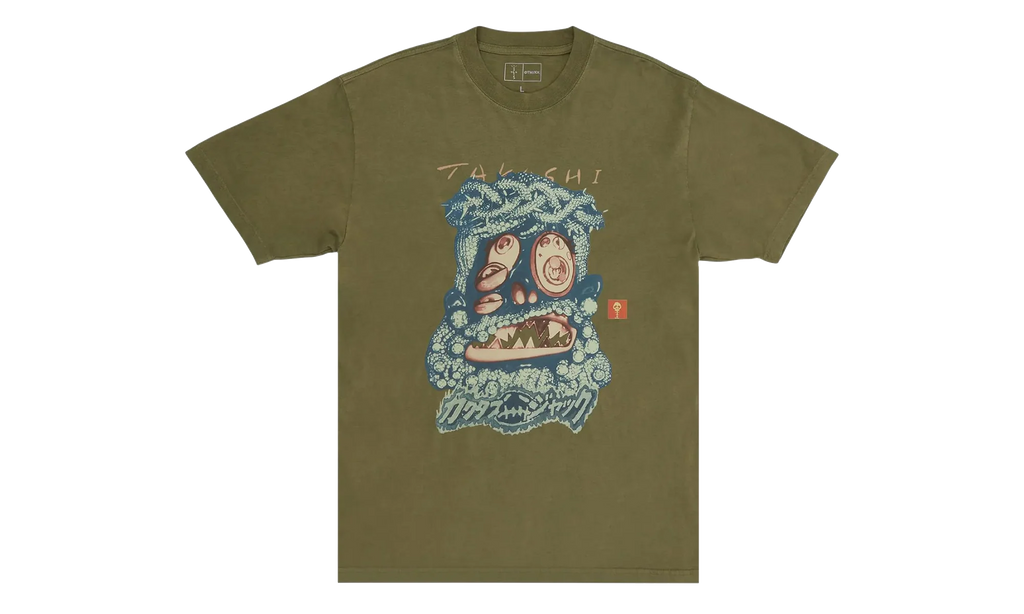 Travis Scott Cactus Jack x Takashi Murakami Melted Utopia Dream Zodiac T-Shirt "Olive" CPFM37