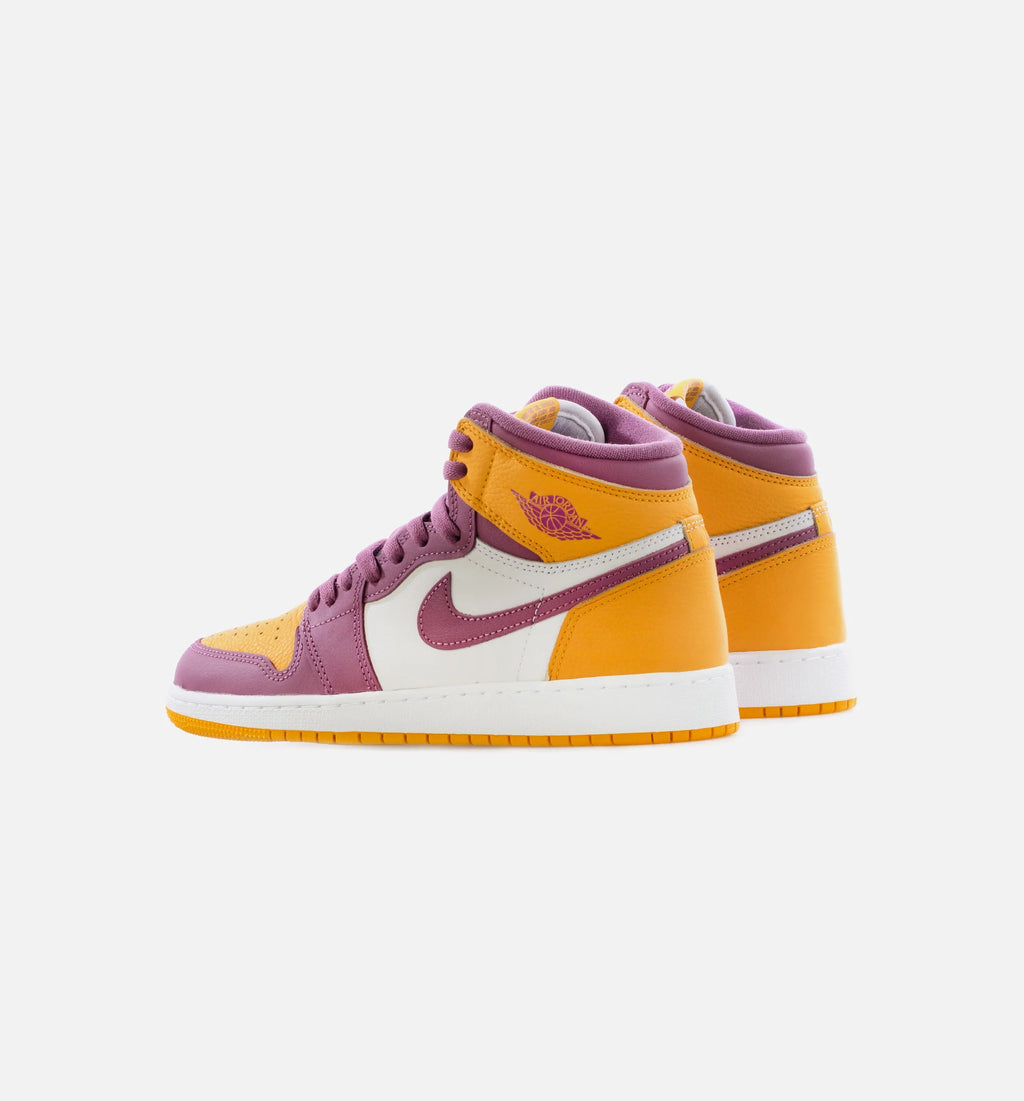 Air Jordan 1 Retro High OG Brotherhood Grade School Lifestyle Shoe University Gold Light Bordeaux Limit One Per Customer