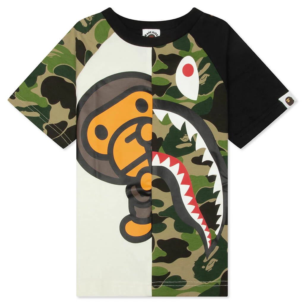 Kids ABC Camo Shark Milo Tee Green