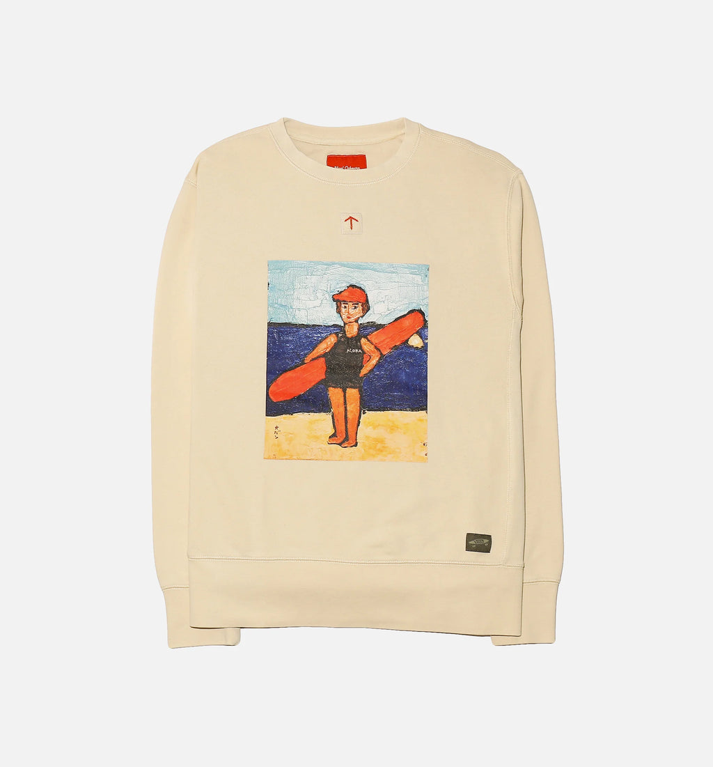 Vault x Nigel Cabourn Surfer Fleece Mens Crew Beige