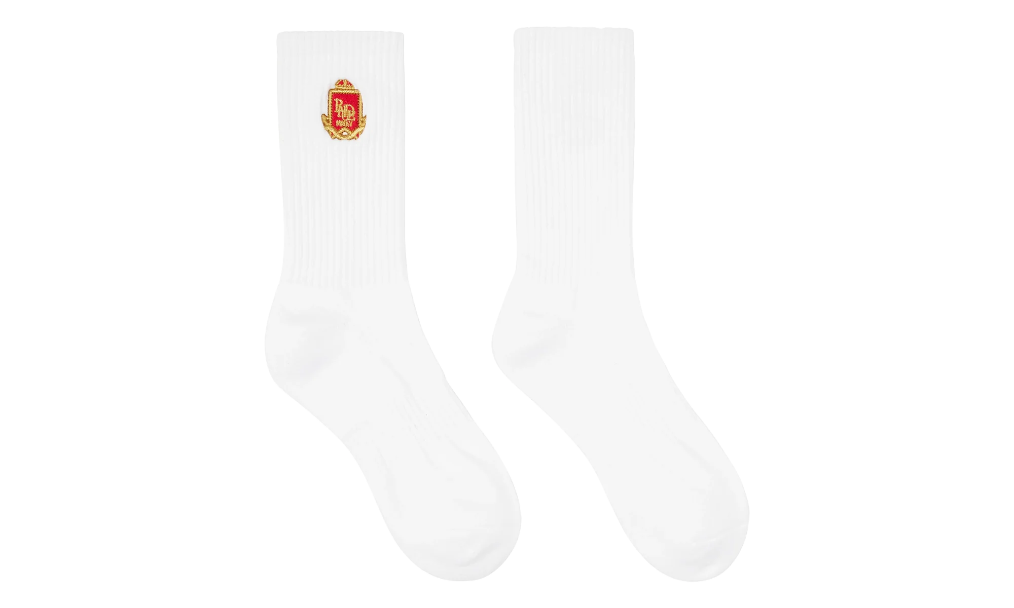 Embroidered Chevron Crest Socks "White" PS25S0011170053