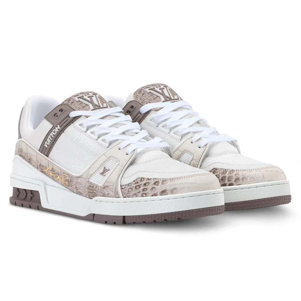 LV Trainer Beige Crocodile Skin