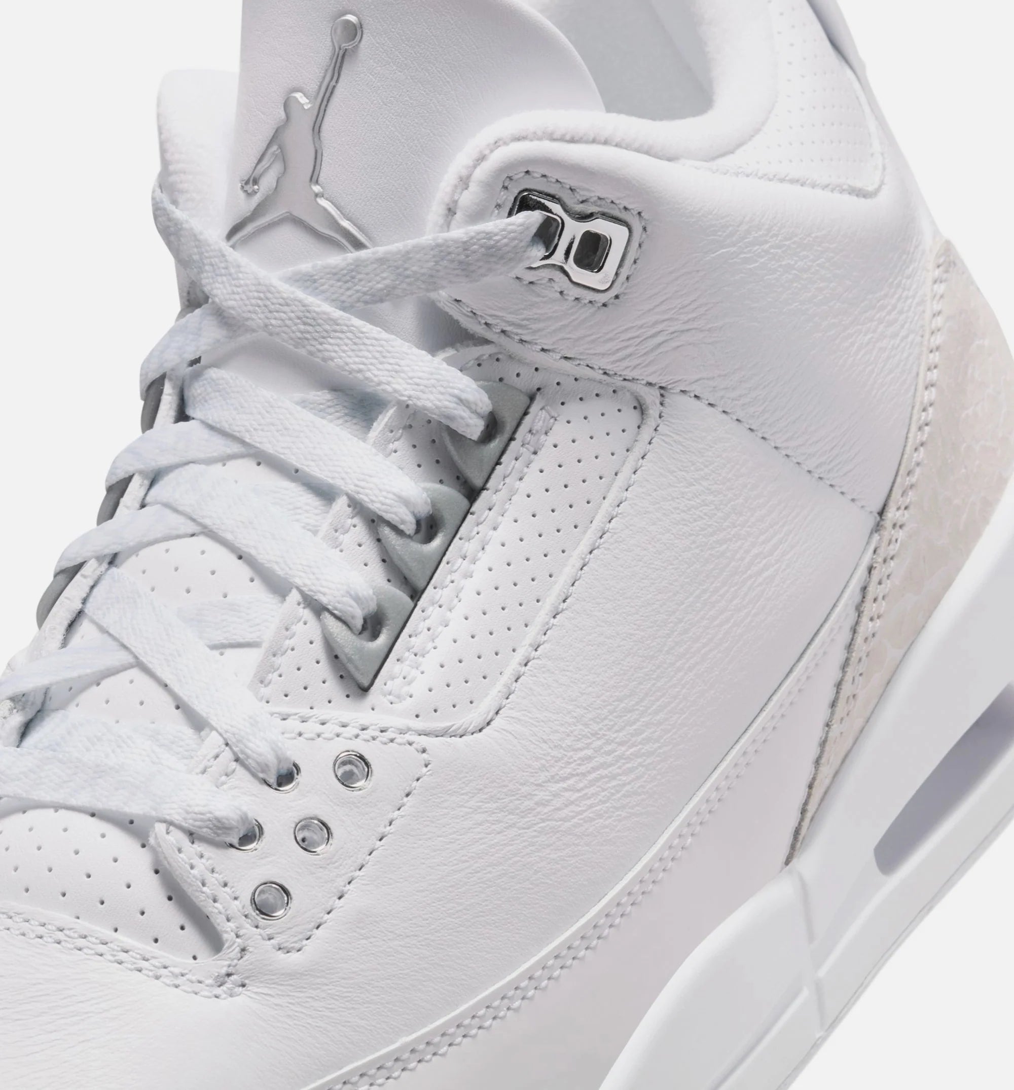 Air Jordan 3 Retro White And Silver Mens Lifestyle Shoe White Metallic Silver