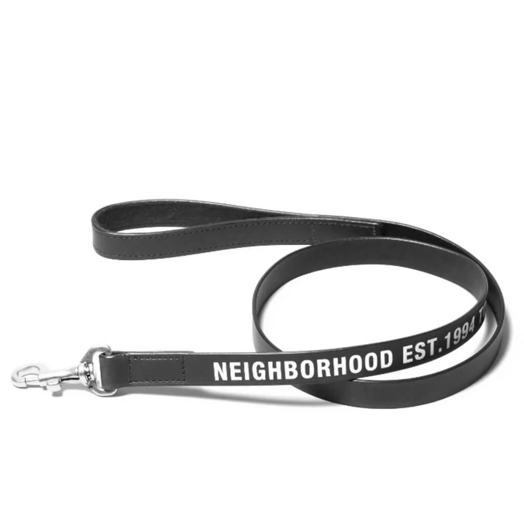 Wide Leather Dog Leash Black