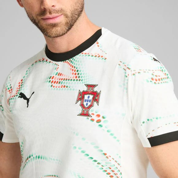 PUMA Portugal Away Authentic Mens Soccer Jersey 25 26 White Black