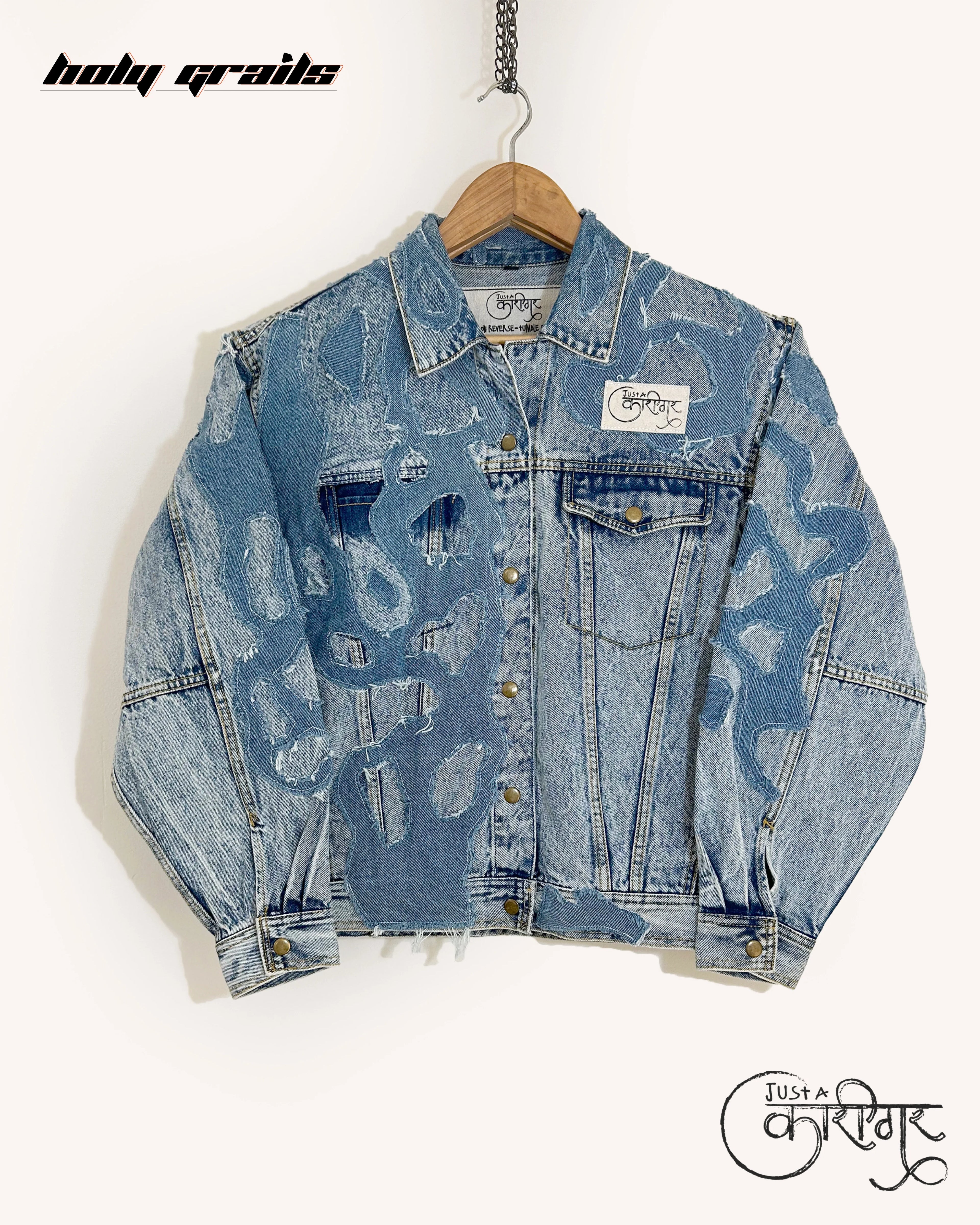 Fluid Thoughts Blue Denim Jacket HG x Just A Karigar