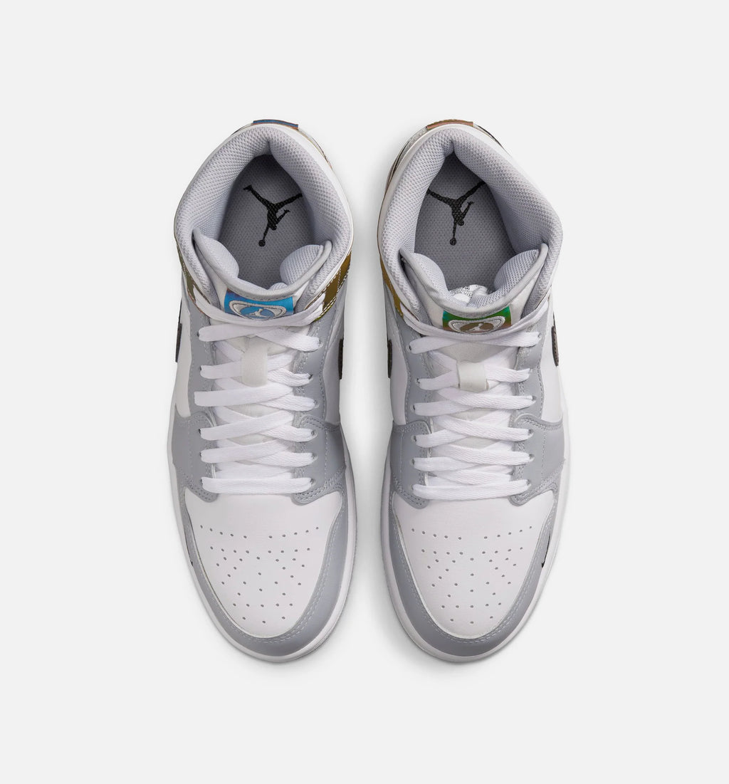 Air Jordan 1 Mid SE Mens Lifestyle Shoe Black White Wolf Grey